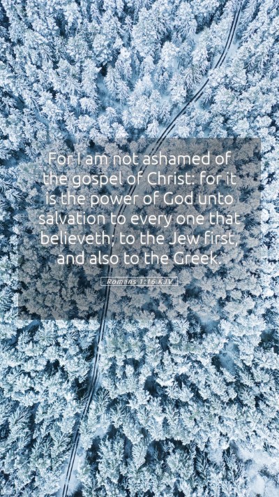 Picture 05 - Romans 1:16 KJV Mobile Phone Wallpaper - For I am not ashamed of the gospel of Christ: for - Mobile Bible Verse Wallpaper