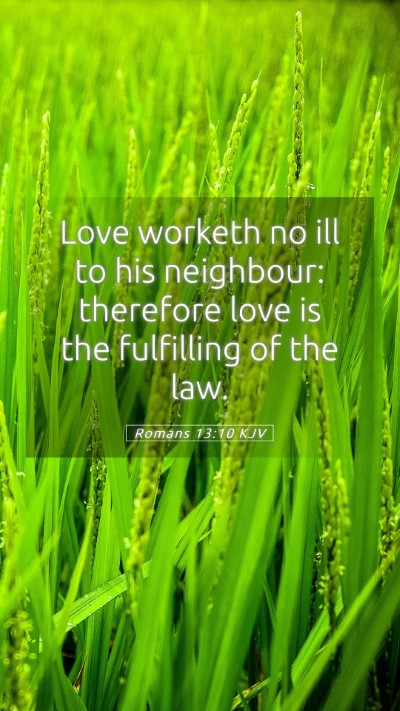 Picture 05 - Romans 13:10 KJV Mobile Phone Wallpaper - Love worketh no ill to his neighbour: therefore - Mobile Bible Verse Wallpaper