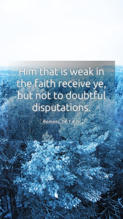 Picture 05 - Romans 14:1 KJV Mobile Phone Wallpaper - Him that is weak in the faith receive ye, but not - Mobile Bible Verse Wallpaper