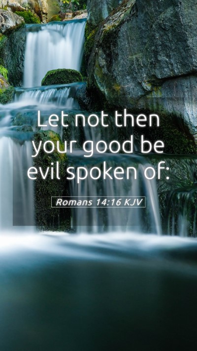Picture 05 - Romans 14:16 KJV Mobile Phone Wallpaper - Let not then your good be evil spoken - Mobile Bible Verse Wallpaper