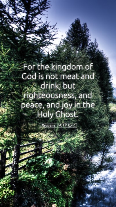 Picture 05 - Romans 14:17 KJV Mobile Phone Wallpaper - For the kingdom of God is not meat and drink; but - Mobile Bible Verse Wallpaper