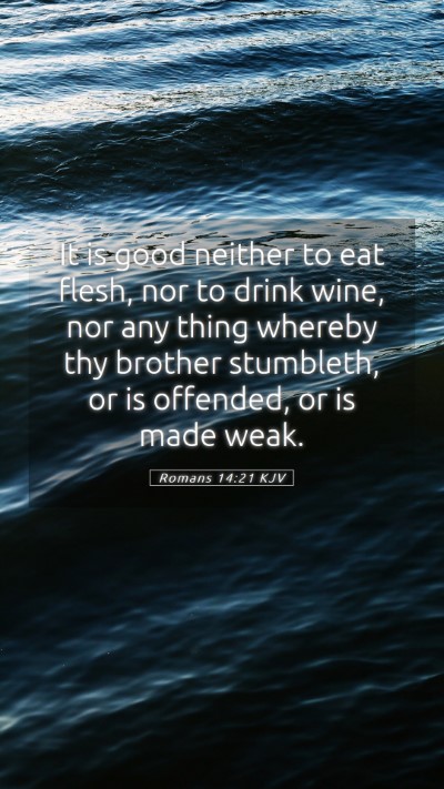Picture 05 - Romans 14:21 KJV Mobile Phone Wallpaper - It is good neither to eat flesh, nor to drink - Mobile Bible Verse Wallpaper