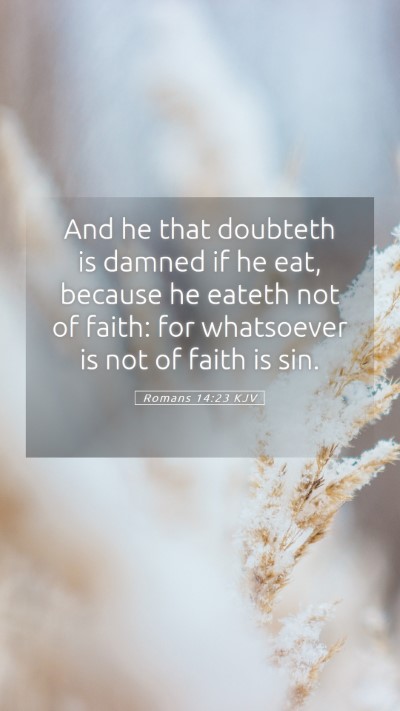 Picture 05 - Romans 14:23 KJV Mobile Phone Wallpaper - And he that doubteth is damned if he eat, because - Mobile Bible Verse Wallpaper