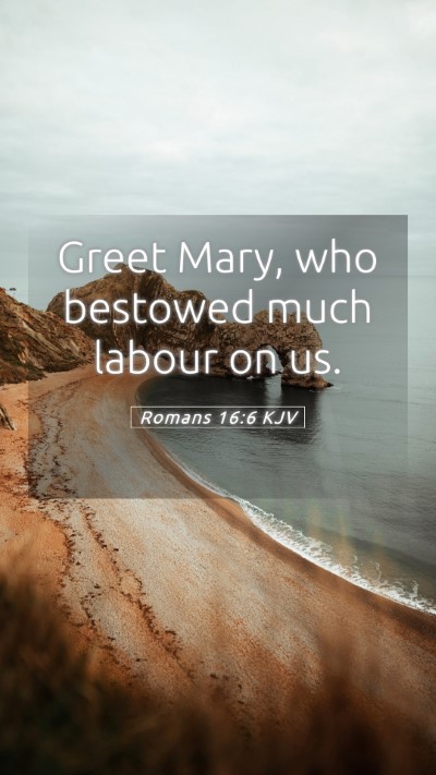 Picture 05 - Romans 16:6 KJV Mobile Phone Wallpaper - Greet Mary, who bestowed much labour on - Mobile Bible Verse Wallpaper