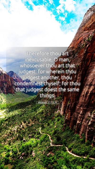 Picture 05 - Romans 2:1 KJV Mobile Phone Wallpaper - Therefore thou art inexcusable, O man, whosoever - Mobile Bible Verse Wallpaper