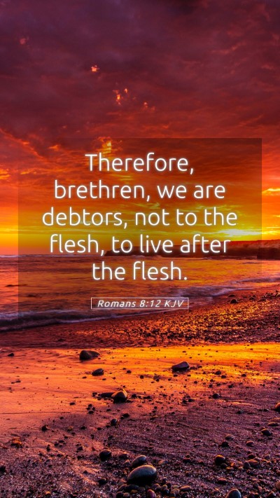 Picture 05 - Romans 8:12 KJV Mobile Phone Wallpaper - Therefore, brethren, we are debtors, not to the - Mobile Bible Verse Wallpaper