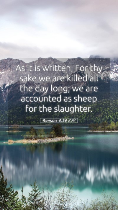 Picture 05 - Romans 8:36 KJV Mobile Phone Wallpaper - As it is written, For thy sake we are killed all - Mobile Bible Verse Wallpaper