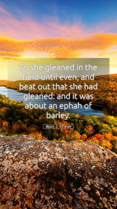 Picture 05 - Ruth 2:17 KJV Mobile Phone Wallpaper - So she gleaned in the field until even, and beat - Mobile Bible Verse Wallpaper