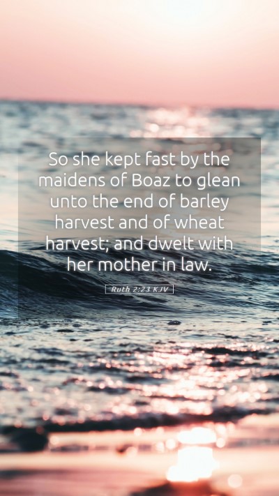 Picture 05 - Ruth 2:23 KJV Mobile Phone Wallpaper - So she kept fast by the maidens of Boaz to glean - Mobile Bible Verse Wallpaper