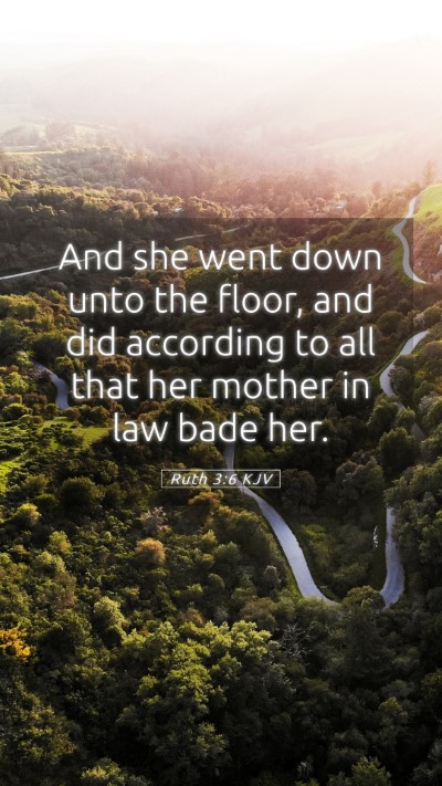 Picture 05 - Ruth 3:6 KJV Mobile Phone Wallpaper - And she went down unto the floor, and did - Mobile Bible Verse Wallpaper