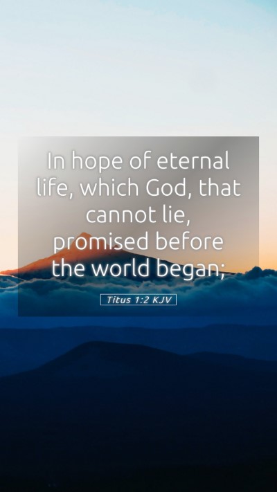 Picture 05 - Titus 1:2 KJV Mobile Phone Wallpaper - In hope of eternal life, which God, that cannot - Mobile Bible Verse Wallpaper