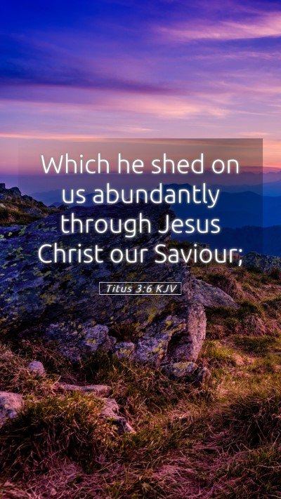 Picture 05 - Titus 3:6 KJV Mobile Phone Wallpaper - Which he shed on us abundantly through Jesus - Mobile Bible Verse Wallpaper