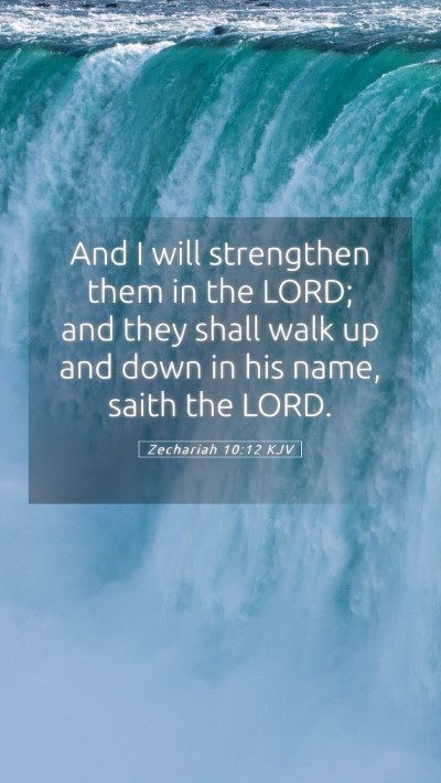 Picture 05 - Zechariah 10:12 KJV Mobile Phone Wallpaper - And I will strengthen them in the LORD; and they - Mobile Bible Verse Wallpaper