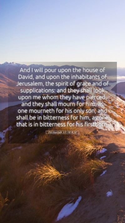 Picture 05 - Zechariah 12:10 KJV Mobile Phone Wallpaper - And I will pour upon the house of David, and upon - Mobile Bible Verse Wallpaper
