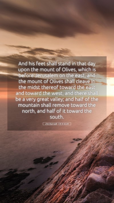 Picture 05 - Zechariah 14:4 KJV Mobile Phone Wallpaper - And his feet shall stand in that day upon the - Mobile Bible Verse Wallpaper