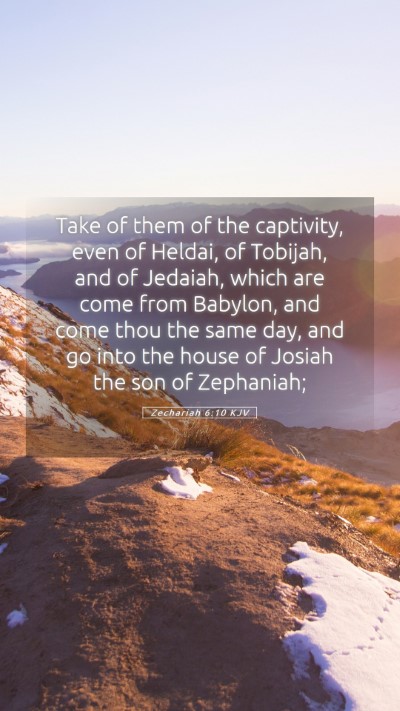 Picture 05 - Zechariah 6:10 KJV Mobile Phone Wallpaper - Take of them of the captivity, even of Heldai, of - Mobile Bible Verse Wallpaper