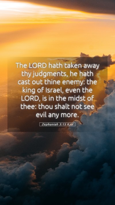 Picture 05 - Zephaniah 3:15 KJV Mobile Phone Wallpaper - The LORD hath taken away thy judgments, he hath - Mobile Bible Verse Wallpaper