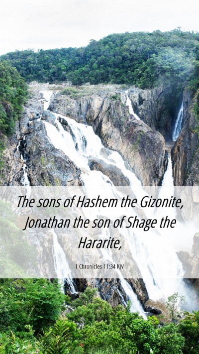Picture 06 - 1 Chronicles 11:34 KJV Mobile Phone Wallpaper - The sons of Hashem the Gizonite, Jonathan the son - Mobile Bible Verse Wallpaper