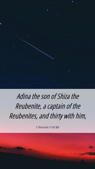 Picture 06 - 1 Chronicles 11:42 KJV Mobile Phone Wallpaper - Adina the son of Shiza the Reubenite, a captain - Mobile Bible Verse Wallpaper