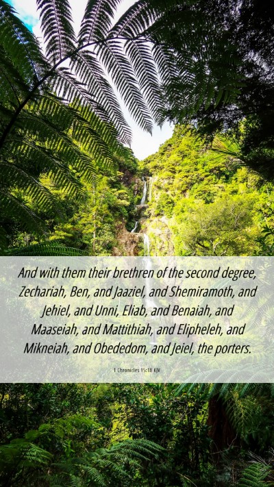 Picture 06 - 1 Chronicles 15:18 KJV Mobile Phone Wallpaper - And with them their brethren of the second - Mobile Bible Verse Wallpaper
