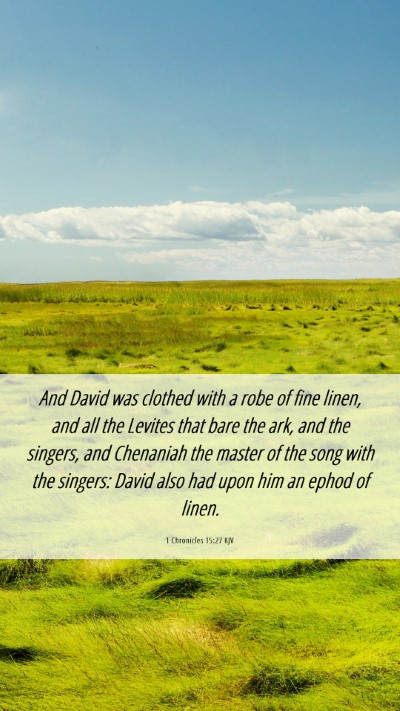 Picture 06 - 1 Chronicles 15:27 KJV Mobile Phone Wallpaper - And David was clothed with a robe of fine linen, - Mobile Bible Verse Wallpaper