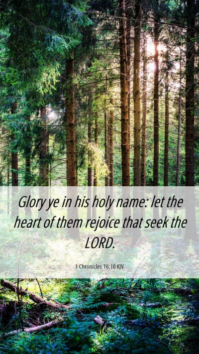 Picture 06 - 1 Chronicles 16:10 KJV Mobile Phone Wallpaper - Glory ye in his holy name: let the heart of them - Mobile Bible Verse Wallpaper