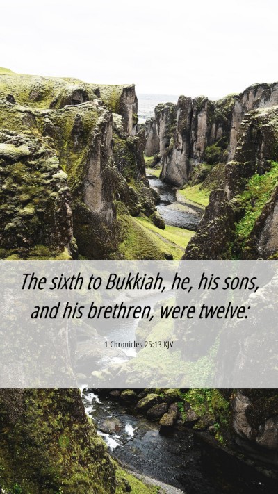Picture 06 - 1 Chronicles 25:13 KJV Mobile Phone Wallpaper - The sixth to Bukkiah, he, his sons, and his - Mobile Bible Verse Wallpaper
