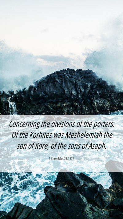 Picture 06 - 1 Chronicles 26:1 KJV Mobile Phone Wallpaper - Concerning the divisions of the porters: Of the - Mobile Bible Verse Wallpaper