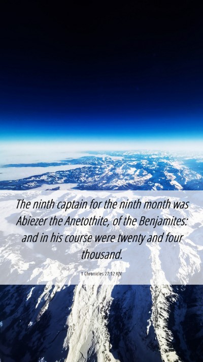 Picture 06 - 1 Chronicles 27:12 KJV Mobile Phone Wallpaper - The ninth captain for the ninth month was Abiezer - Mobile Bible Verse Wallpaper