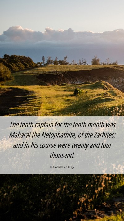 Picture 06 - 1 Chronicles 27:13 KJV Mobile Phone Wallpaper - The tenth captain for the tenth month was Maharai - Mobile Bible Verse Wallpaper
