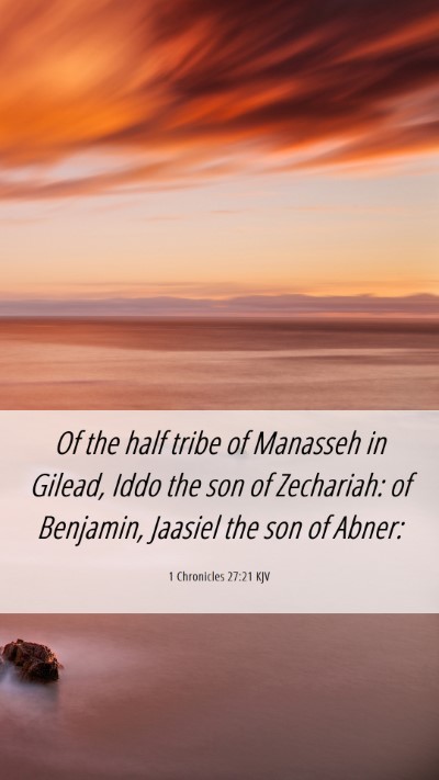 Picture 06 - 1 Chronicles 27:21 KJV Mobile Phone Wallpaper - Of the half tribe of Manasseh in Gilead, Iddo the - Mobile Bible Verse Wallpaper