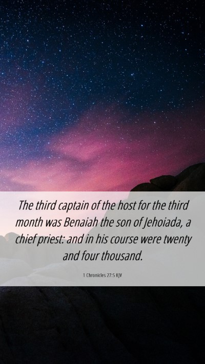 Picture 06 - 1 Chronicles 27:5 KJV Mobile Phone Wallpaper - The third captain of the host for the third month - Mobile Bible Verse Wallpaper