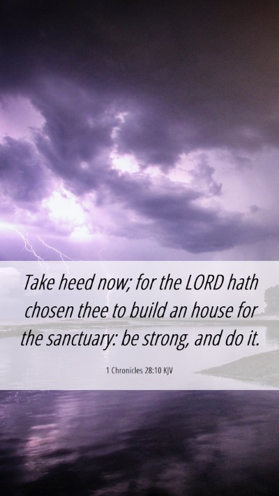 Picture 06 - 1 Chronicles 28:10 KJV Mobile Phone Wallpaper - Take heed now; for the LORD hath chosen thee to - Mobile Bible Verse Wallpaper