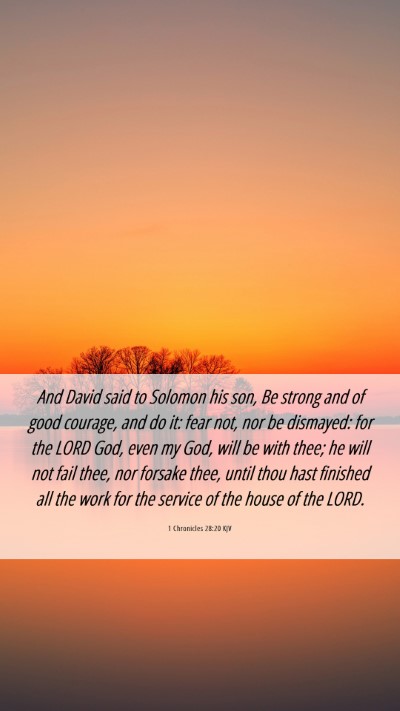 Picture 06 - 1 Chronicles 28:20 KJV Mobile Phone Wallpaper - And David said to Solomon his son, Be strong and - Mobile Bible Verse Wallpaper