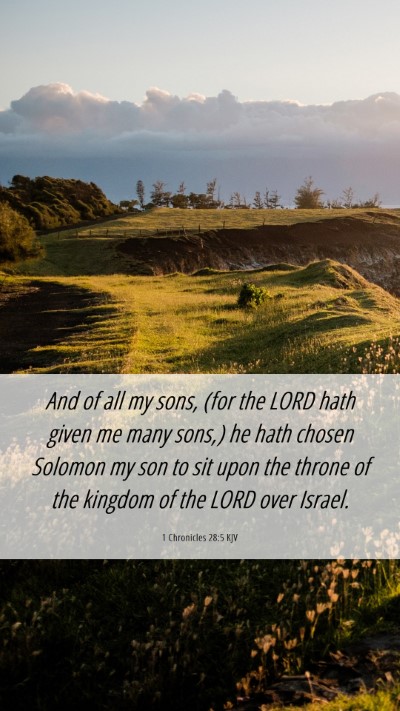 Picture 06 - 1 Chronicles 28:5 KJV Mobile Phone Wallpaper - And of all my sons, (for the LORD hath given me - Mobile Bible Verse Wallpaper