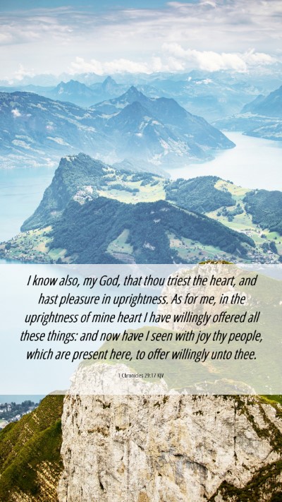 Picture 06 - 1 Chronicles 29:17 KJV Mobile Phone Wallpaper - I know also, my God, that thou triest the heart, - Mobile Bible Verse Wallpaper
