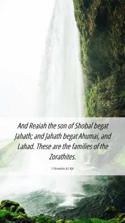 Picture 06 - 1 Chronicles 4:2 KJV Mobile Phone Wallpaper - And Reaiah the son of Shobal begat Jahath; and - Mobile Bible Verse Wallpaper