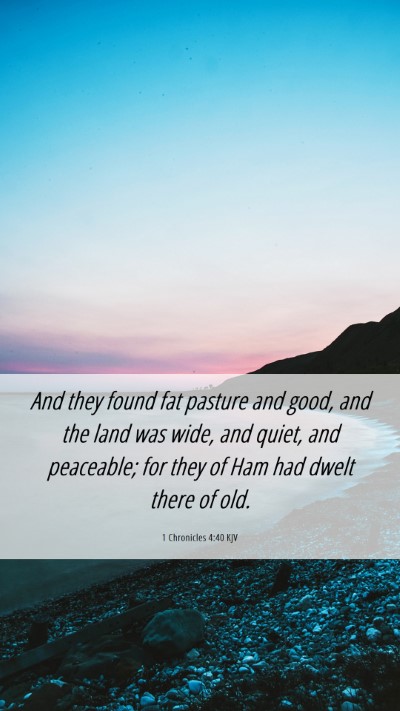 Picture 06 - 1 Chronicles 4:40 KJV Mobile Phone Wallpaper - And they found fat pasture and good, and the land - Mobile Bible Verse Wallpaper