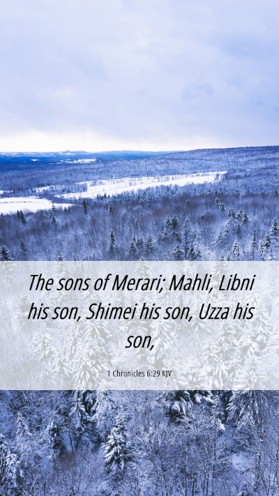 Picture 06 - 1 Chronicles 6:29 KJV Mobile Phone Wallpaper - The sons of Merari; Mahli, Libni his son, Shimei - Mobile Bible Verse Wallpaper
