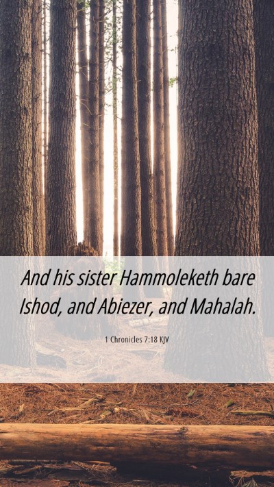 Picture 06 - 1 Chronicles 7:18 KJV Mobile Phone Wallpaper - And his sister Hammoleketh bare Ishod, and - Mobile Bible Verse Wallpaper