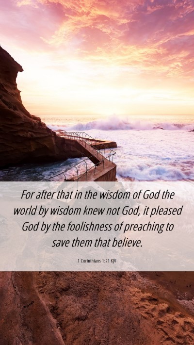 Picture 06 - 1 Corinthians 1:21 KJV Mobile Phone Wallpaper - For after that in the wisdom of God the world by - Mobile Bible Verse Wallpaper