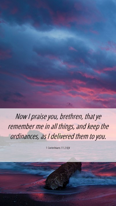 Picture 06 - 1 Corinthians 11:2 KJV Mobile Phone Wallpaper - Now I praise you, brethren, that ye remember me - Mobile Bible Verse Wallpaper