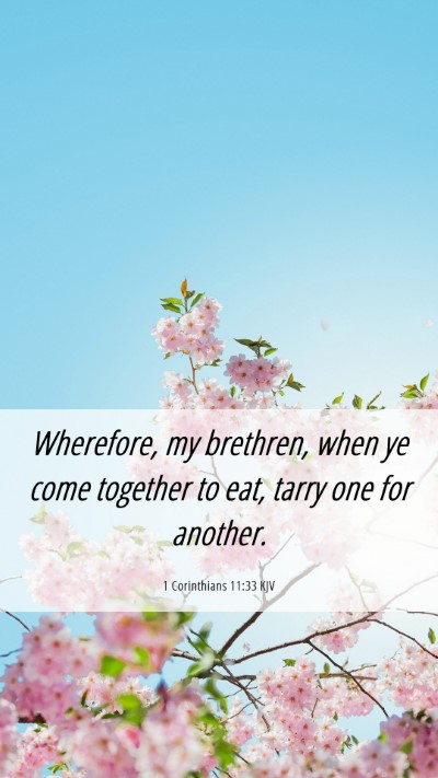 Picture 06 - 1 Corinthians 11:33 KJV Mobile Phone Wallpaper - Wherefore, my brethren, when ye come together to - Mobile Bible Verse Wallpaper