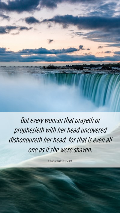 Picture 06 - 1 Corinthians 11:5 KJV Mobile Phone Wallpaper - But every woman that prayeth or prophesieth with - Mobile Bible Verse Wallpaper