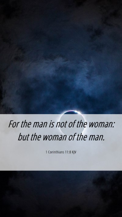 Picture 06 - 1 Corinthians 11:8 KJV Mobile Phone Wallpaper - For the man is not of the woman: but the woman of - Mobile Bible Verse Wallpaper