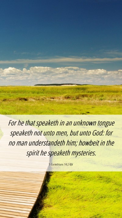 Picture 06 - 1 Corinthians 14:2 KJV Mobile Phone Wallpaper - For he that speaketh in an unknown tongue - Mobile Bible Verse Wallpaper