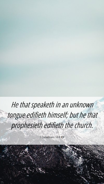 Picture 06 - 1 Corinthians 14:4 KJV Mobile Phone Wallpaper - He that speaketh in an unknown tongue edifieth - Mobile Bible Verse Wallpaper