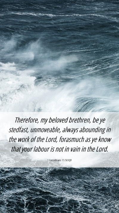 Picture 06 - 1 Corinthians 15:58 KJV Mobile Phone Wallpaper - Therefore, my beloved brethren, be ye stedfast, - Mobile Bible Verse Wallpaper