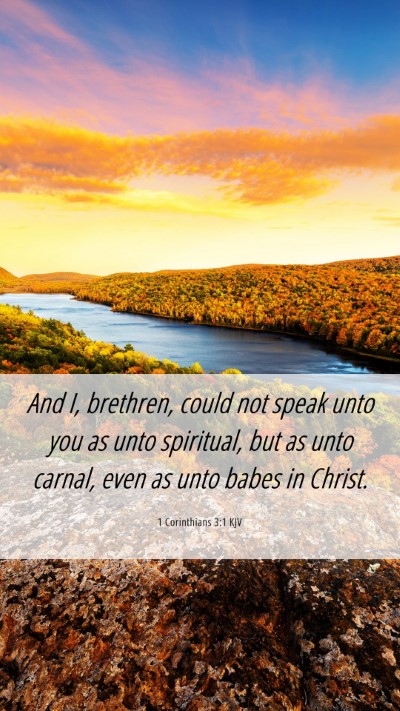 Picture 06 - 1 Corinthians 3:1 KJV Mobile Phone Wallpaper - And I, brethren, could not speak unto you as unto - Mobile Bible Verse Wallpaper