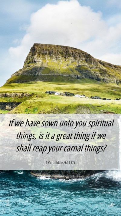 Picture 06 - 1 Corinthians 9:11 KJV Mobile Phone Wallpaper - If we have sown unto you spiritual things, is it - Mobile Bible Verse Wallpaper